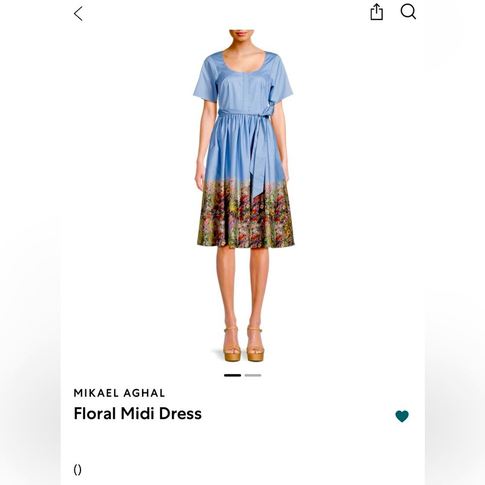 Mikael Aghal Blue Floral Midi Dress new